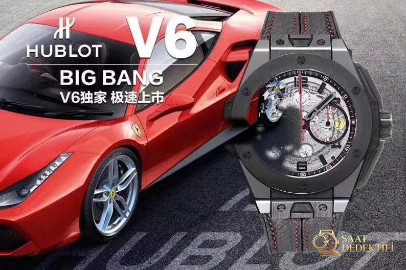 Sınırlı üretim: HBBV6 Factory Hublot Big Bang Ferrari Ceramic F11 serisi 401 replika saat nasıl? - Kasa Profili ve Kurma Kolu İncelemesi