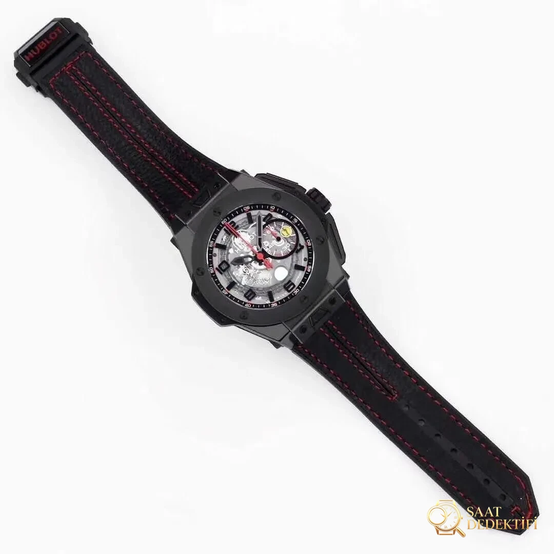 Sınırlı üretim: HBBV6 Factory Hublot Big Bang Ferrari Ceramic F11 serisi 401 replika saat nasıl? - Arka Kapak ve Mekanizma Detayı