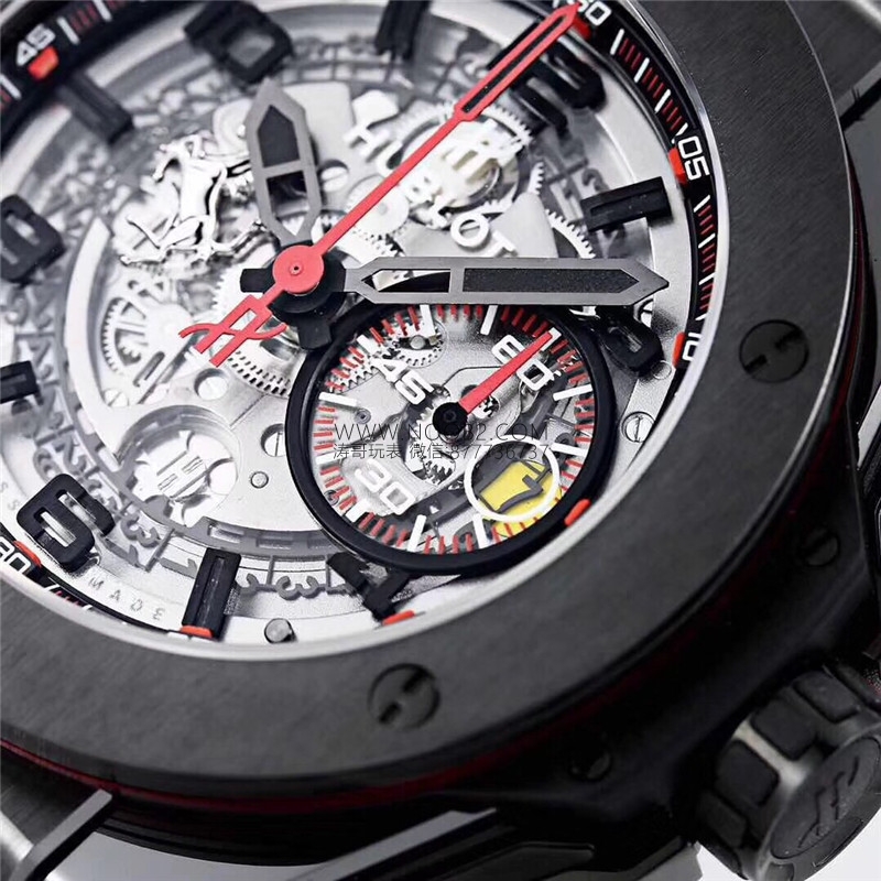 Sınırlı üretim: HBBV6 Factory Hublot Big Bang Ferrari Ceramic F11 serisi 401 replika saat nasıl? — 5. fotoğraf