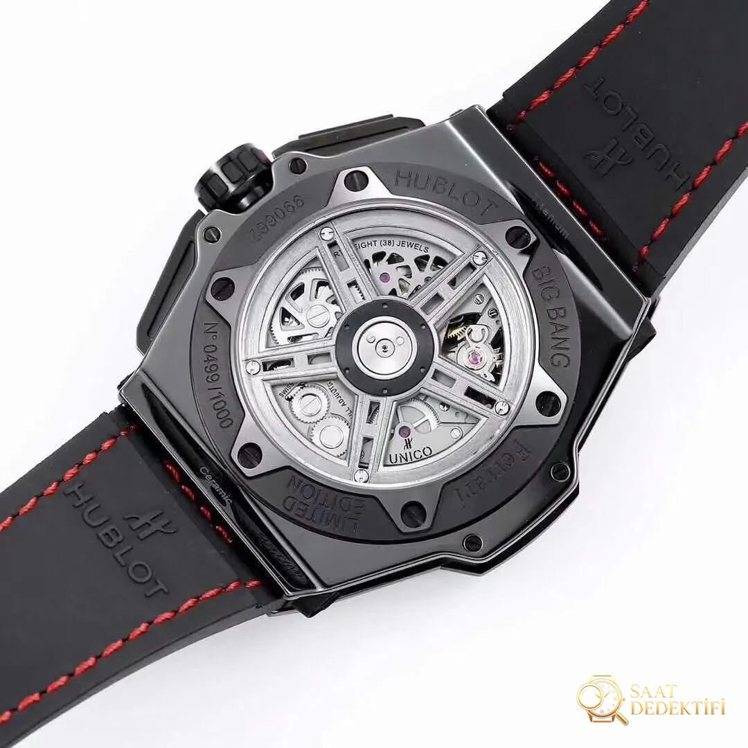 Sınırlı üretim: HBBV6 Factory Hublot Big Bang Ferrari Ceramic F11 serisi 401 replika saat nasıl? - Mekanizma Zemberek ve Balans Detayı