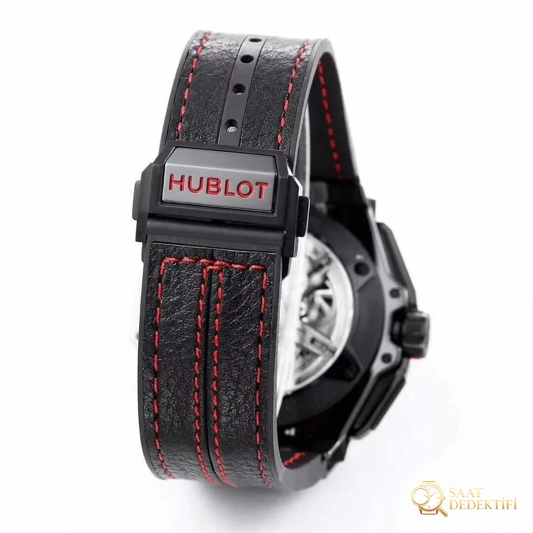 Sınırlı üretim: HBBV6 Factory Hublot Big Bang Ferrari Ceramic F11 serisi 401 replika saat nasıl? - Yan Profil ve Kordon Bağlantısı