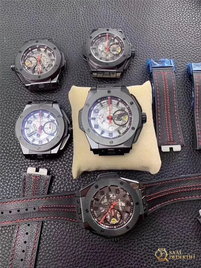 Sınırlı üretim: HBBV6 Factory Hublot Big Bang Ferrari Ceramic F11 serisi 401 replika saat nasıl? - Mekanizma Çark Dizilimi ve Taş Yatakları