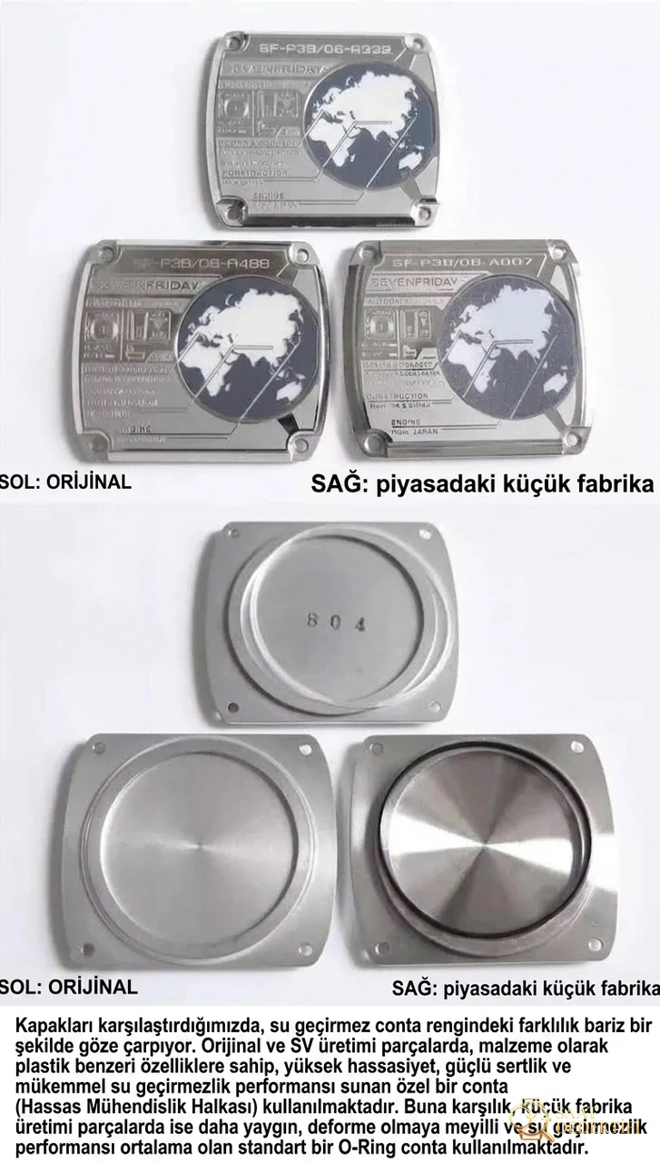 SV Factory SEVENFRIDAY (Seven Friday) P3B/06 Kırmızı Kadran Replika Versiyonun Orijinaliyle Karşılaştırmalı İncelemesi - Klips Kilidi ve Lazer Damgalar