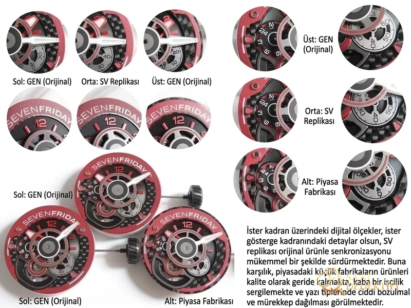 SV Factory SEVENFRIDAY (Seven Friday) P3B/06 Kırmızı Kadran Replika Versiyonun Orijinaliyle Karşılaştırmalı İncelemesi - Bilekte Duruş ve Kasa Orantısı