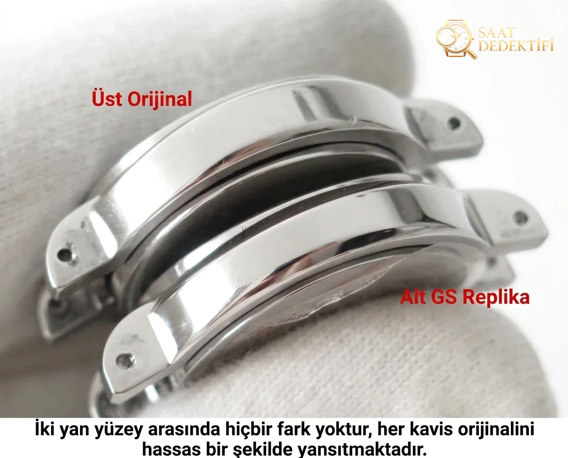 Tanrıça modeli GS Factory Longines PrimaLuna serisi L8.110.4.87.6 gerçek İsviçre mekanizmalı replika saat, orijinalle karşılaştırınca nasıl? Bir bakışta sahte olduğu belli olur mu? - Yan Profil ve Kordon Bağlantısı