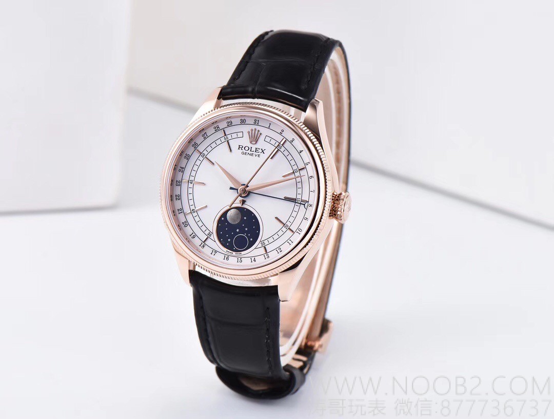 Tarih artık geri de ayarlanabiliyor! ZZ Factory Rolex Cellini Moonphase 50535 replika, 3195 mekanizması, roze altın 39 mm inceleme — 4. fotoğraf