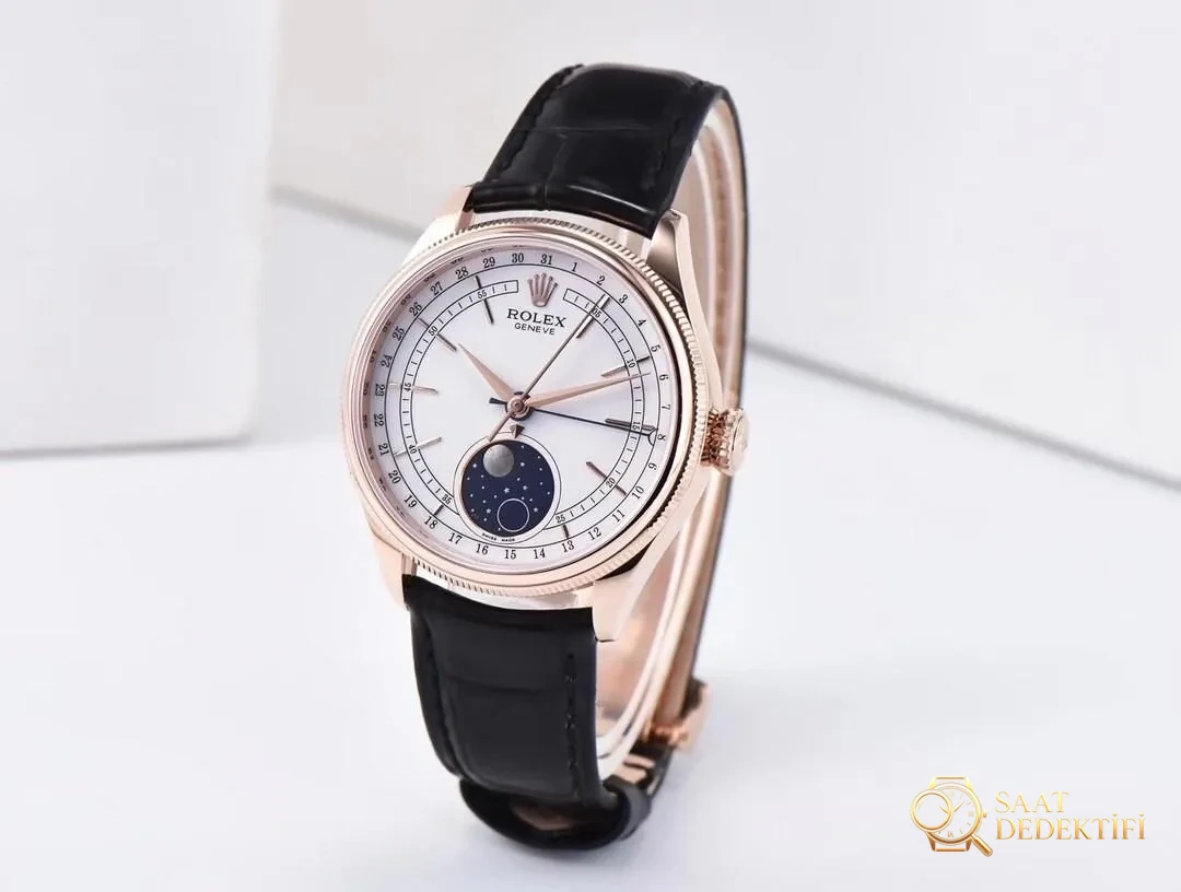 The date can now be set back! ZZ Factory Rolex Cellini Moonphase 50535 replica, movement 3195, rose gold 39 mm review - Case Back and Movement Detail