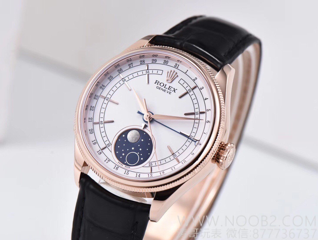 Tarih artık geri de ayarlanabiliyor! ZZ Factory Rolex Cellini Moonphase 50535 replika, 3195 mekanizması, roze altın 39 mm inceleme — 5. fotoğraf