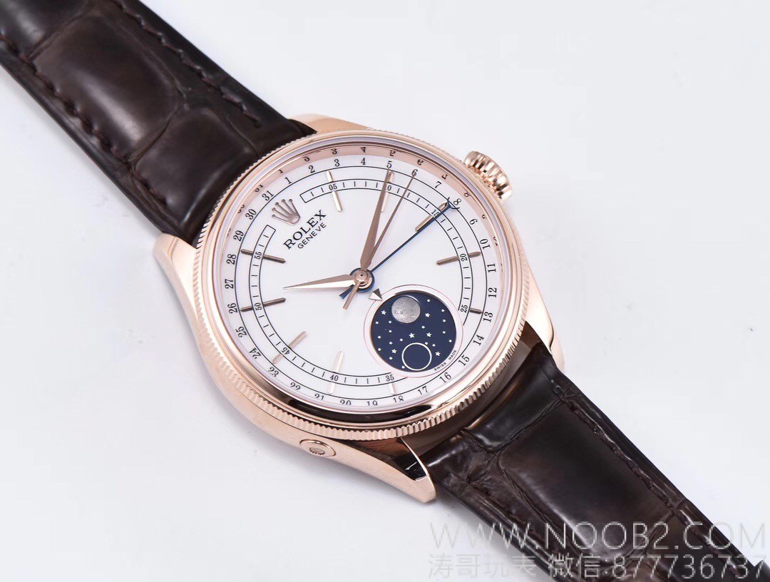 Tarih artık geri de ayarlanabiliyor! ZZ Factory Rolex Cellini Moonphase 50535 replika, 3195 mekanizması, roze altın 39 mm inceleme — 6. fotoğraf