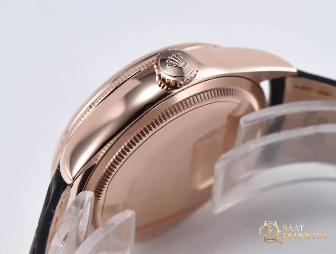 The date can now be set back! ZZ Factory Rolex Cellini Moonphase 50535 replica, movement 3195, rose gold 39 mm review - Clasp Lock and Laser Stamps