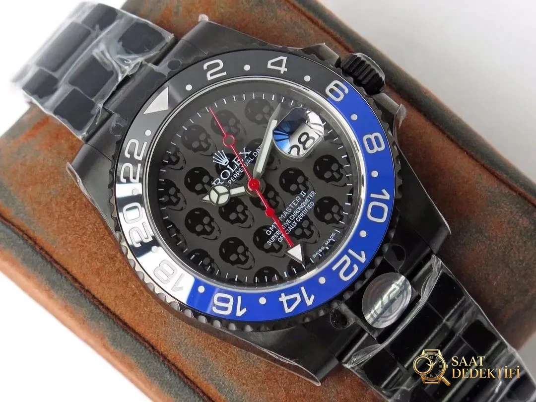 TBLACK Rolex GMT-Master Siyah Kaplama REVENGE Özel Üretim Milgauss Revenge Serisi Replika Saat - Klips Kilidi ve Lazer Damgalar