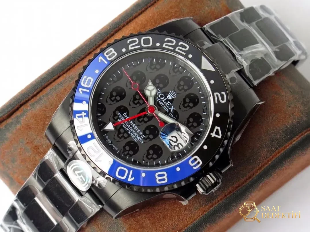 TBLACK Rolex GMT-Master Siyah Kaplama REVENGE Özel Üretim Milgauss Revenge Serisi Replika Saat - Mekanizma Zemberek ve Balans Detayı