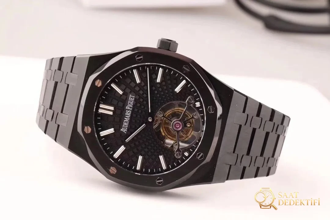 Teknik bölüm: 2019 R8 Factory yeni Audemars Piguet Royal Oak Black Warrior tourbillon ultra ince replika saat almaya değer mi? - Kasa Profili ve Kurma Kolu İncelemesi