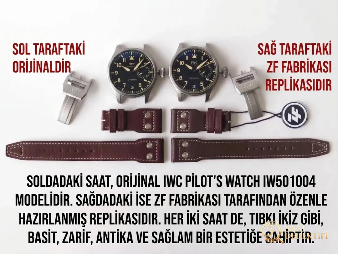 Titanyum Kasalı ZF Factory IWC Pilot Serisi IW501004 Titanyum Big Pilot Gerçek-Replika Karşılaştırma İncelemesi - Arka Kapak ve Mekanizma Detayı