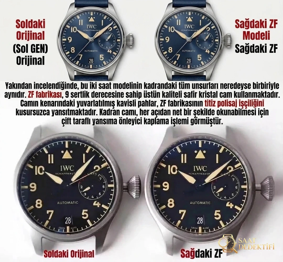 Titanyum Kasalı ZF Factory IWC Pilot Serisi IW501004 Titanyum Big Pilot Gerçek-Replika Karşılaştırma İncelemesi - Bilezik, Toka ve Klips Mekanizması