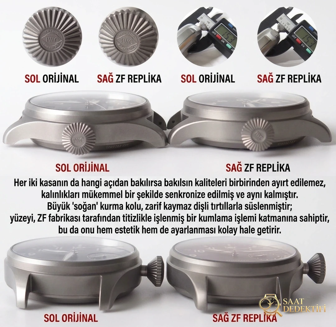 Titanyum Kasalı ZF Factory IWC Pilot Serisi IW501004 Titanyum Big Pilot Gerçek-Replika Karşılaştırma İncelemesi - Makro Kadran ve İndeks İşçiliği