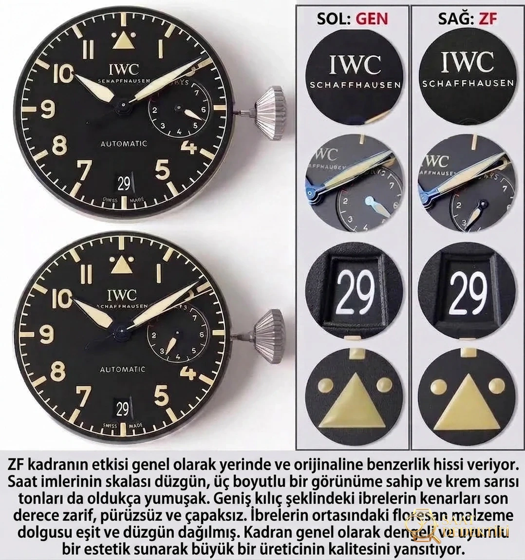 Titanyum Kasalı ZF Factory IWC Pilot Serisi IW501004 Titanyum Big Pilot Gerçek-Replika Karşılaştırma İncelemesi - Klips Kilidi ve Lazer Damgalar