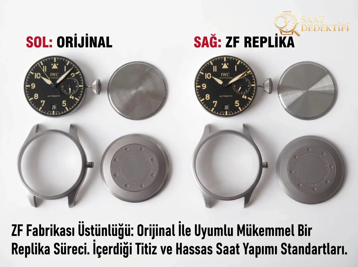 Titanyum Kasalı ZF Factory IWC Pilot Serisi IW501004 Titanyum Big Pilot Gerçek-Replika Karşılaştırma İncelemesi - Fosfor ve Super-LumiNova Gece Görünümü