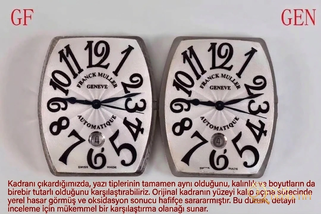 Tonneau kasa kol saati: GF Factory Franck Muller 8880 orijinal karşılaştırmalı inceleme - Arka Kapak Gravür ve Seri Numarası