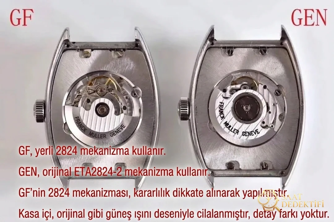 Tonneau kasa kol saati: GF Factory Franck Muller 8880 orijinal karşılaştırmalı inceleme - Balans Çarkı ve Zemberek Aksamı
