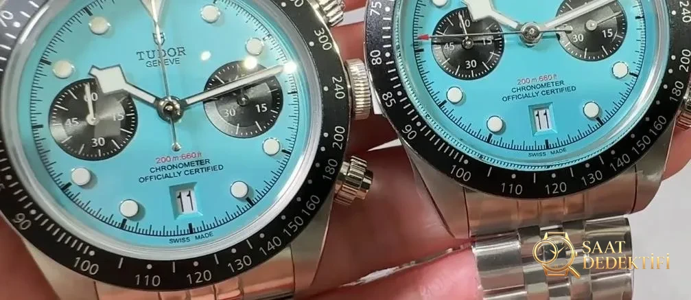 Tudor Black Bay Flamingo Blue M+F ile Orijinalin Karşılaştırması - Makro Kadran ve İndeks İşçiliği