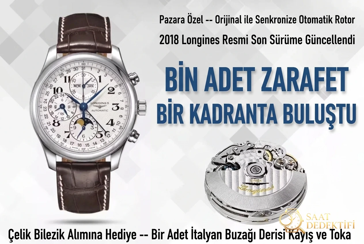 Üç ünlü ay evreli replika saat: Longines Master Collection, Jaeger-LeCoultre Master ve Blancpain 6654