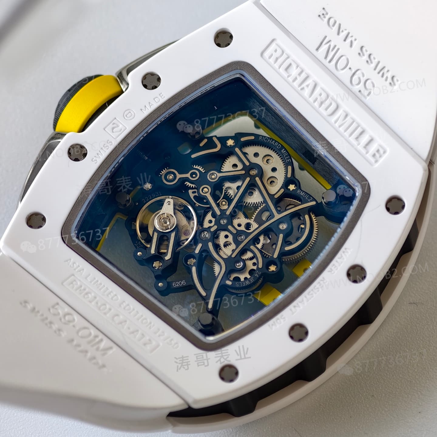 UMI Factory özel yapım Richard Mille RM61-01 beyaz seramik Vaucher mekanizması işçilik incelemesi — 8. fotoğraf