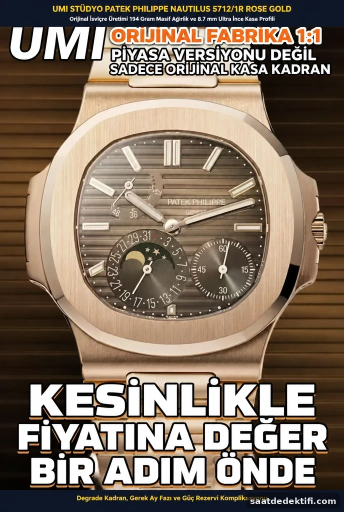 UMI Factory Patek Philippe Nautilus 5712R ön yüz ve kadran mimarisi karşılaştırması