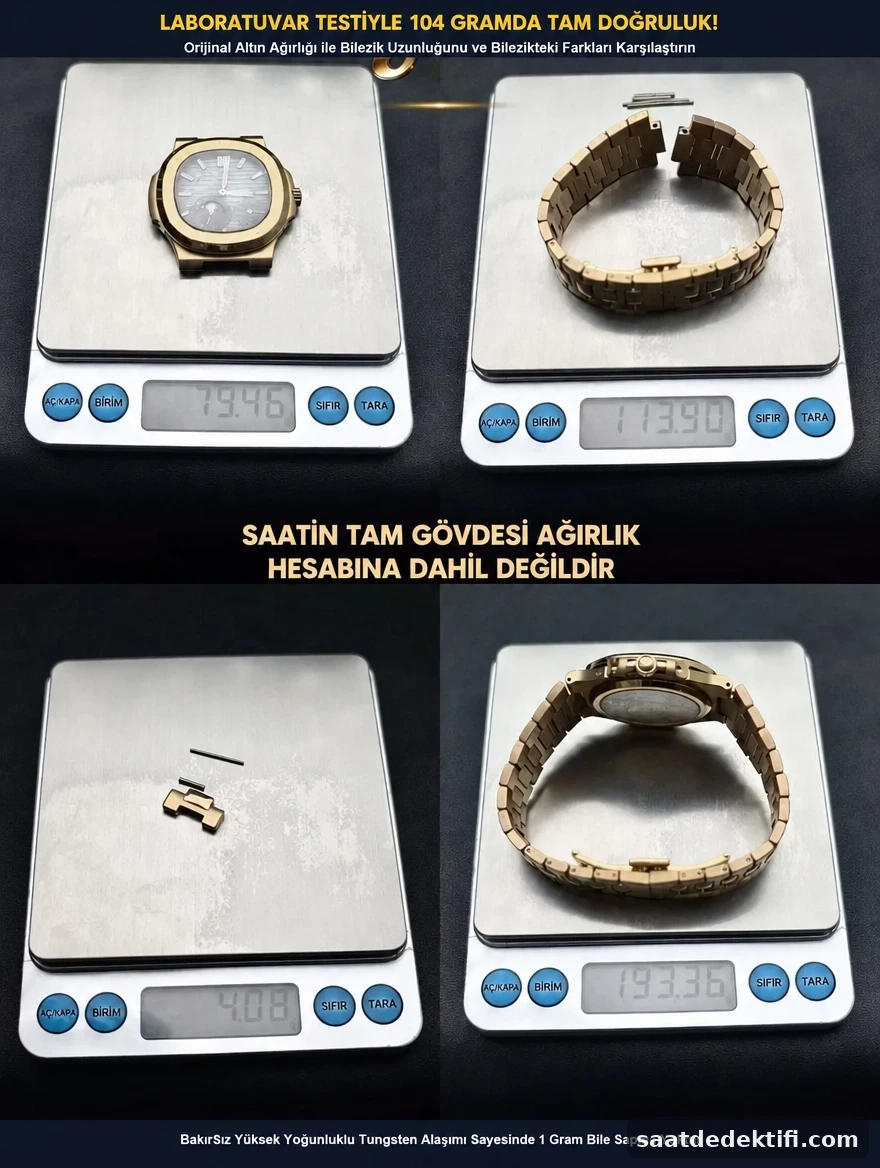 UMI Factory Nautilus 5712R modelinin hassas terazide 194 gram ölçülmesi