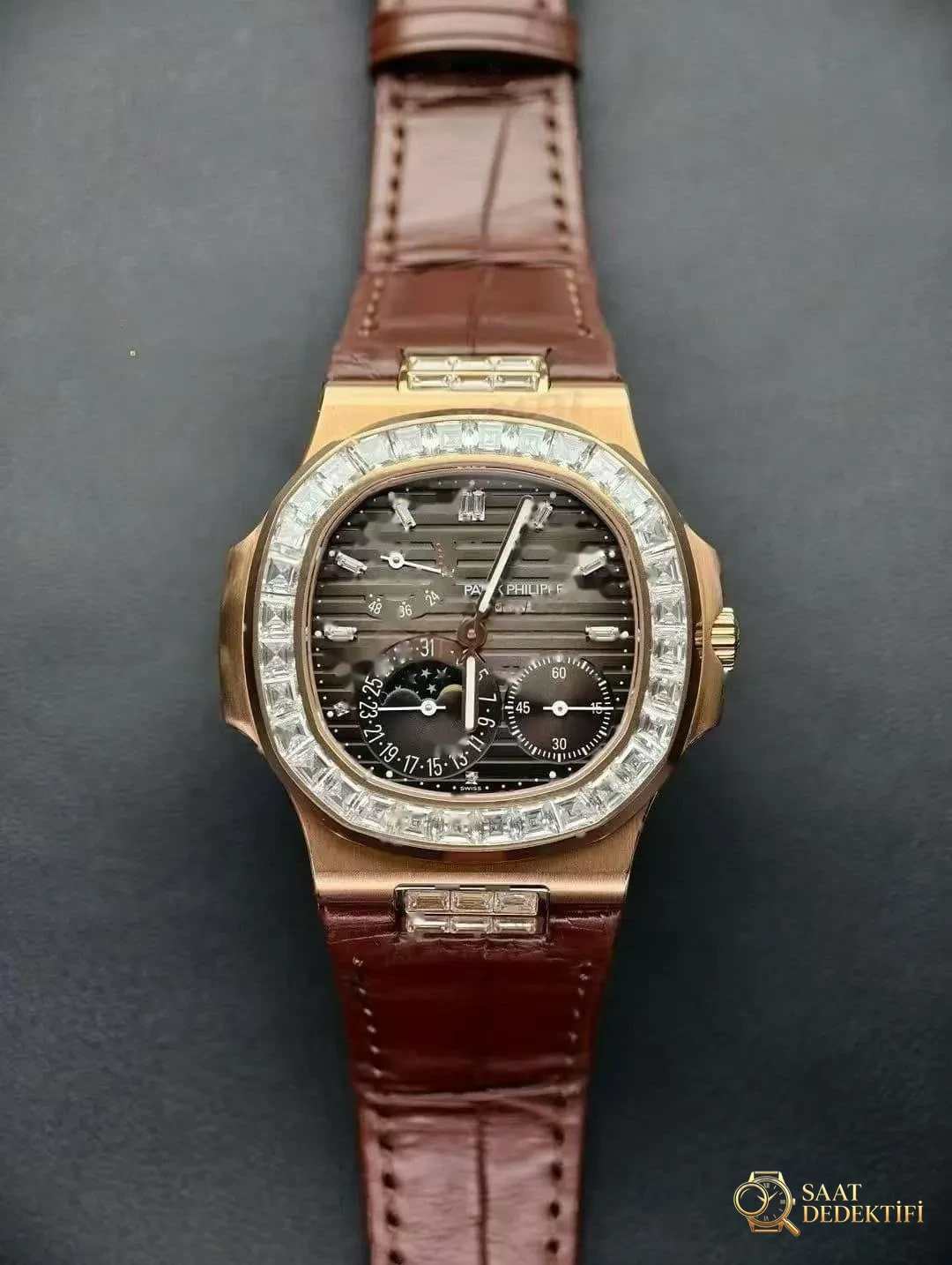 UMI Factory Patek Philippe Nautilus 5724R 114 Gram Tam Ağırlıklı T Kesim Büyük Elmas Bezel Tanıtımı - Kadran Detayı ve Bezel İşçiliği