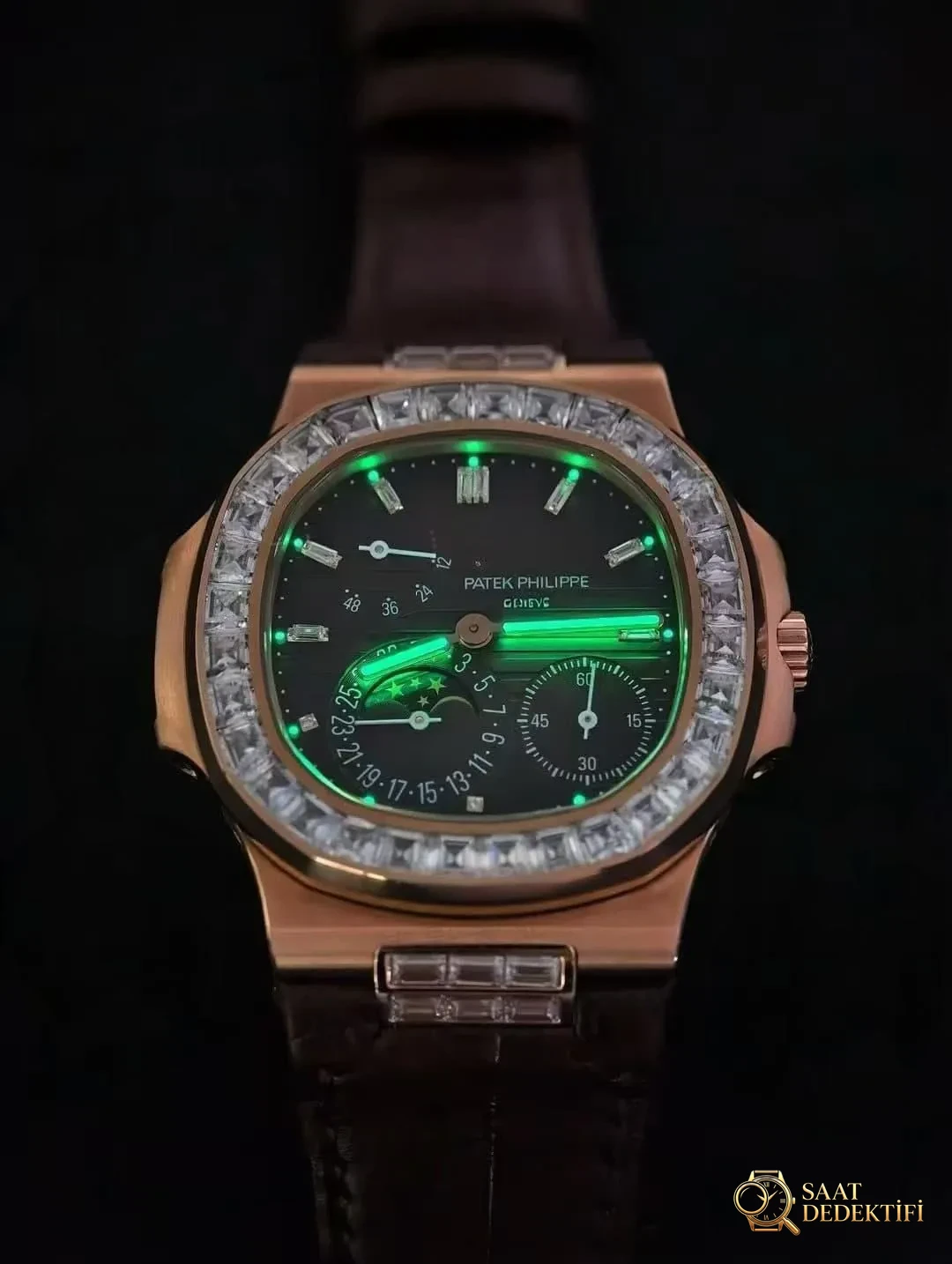 UMI Factory Patek Philippe Nautilus 5724R 114 Gram Tam Ağırlıklı T Kesim Büyük Elmas Bezel Tanıtımı - Kasa Profili ve Kurma Kolu İncelemesi