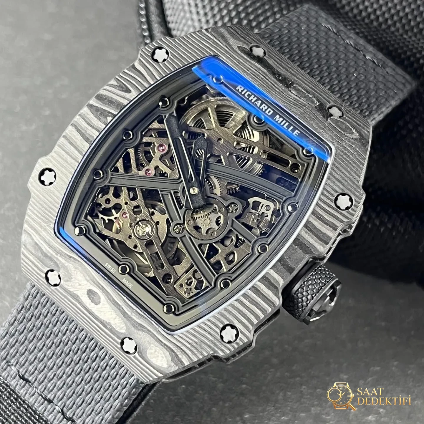 UMI Factory Richard Mille RM067-02 ultra ince karbon fiber otomatik mekanik saat - Kadran Detayı ve Bezel İşçiliği