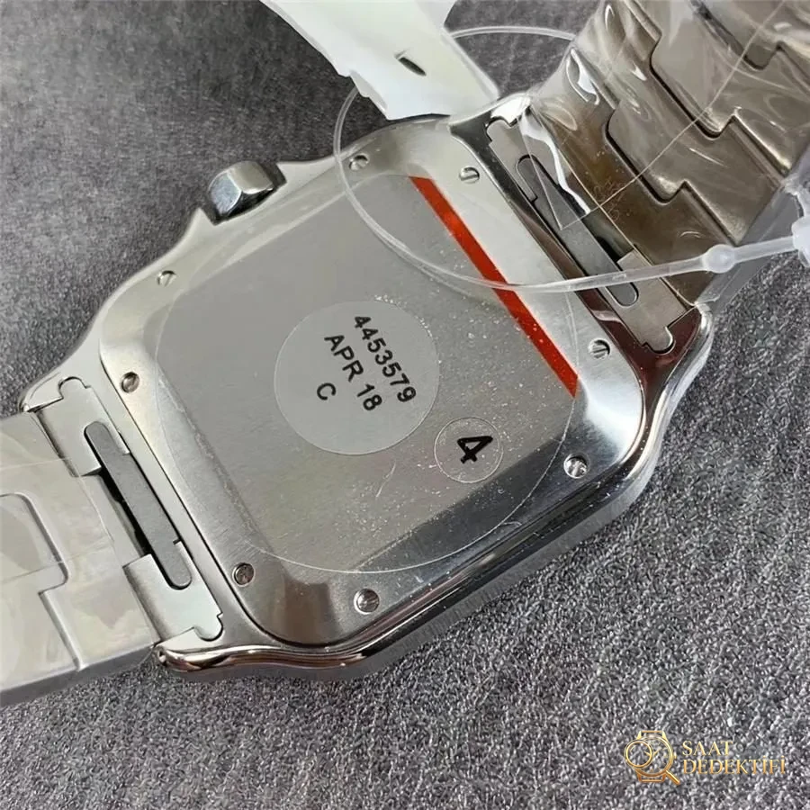 V6 Cartier Santos Karbon Kaplama Bezelli Kol Saati - Fosfor ve Super-LumiNova Gece Görünümü