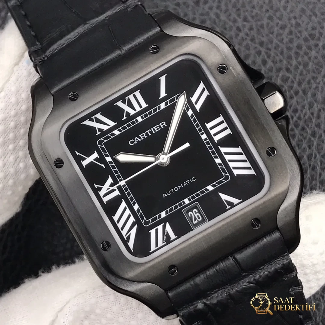Replika Cartier Santos Siyah Kadran