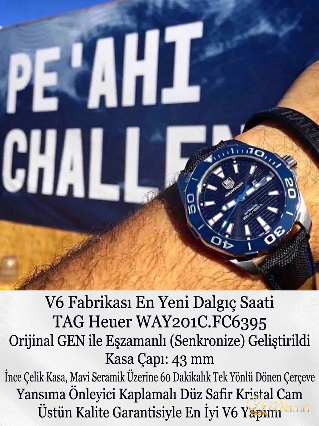 V6 Factory TAG Heuer Aquaracer 300 metre WAY201 replika saat detaylı incelemesi - Kasa Profili ve Kurma Kolu İncelemesi