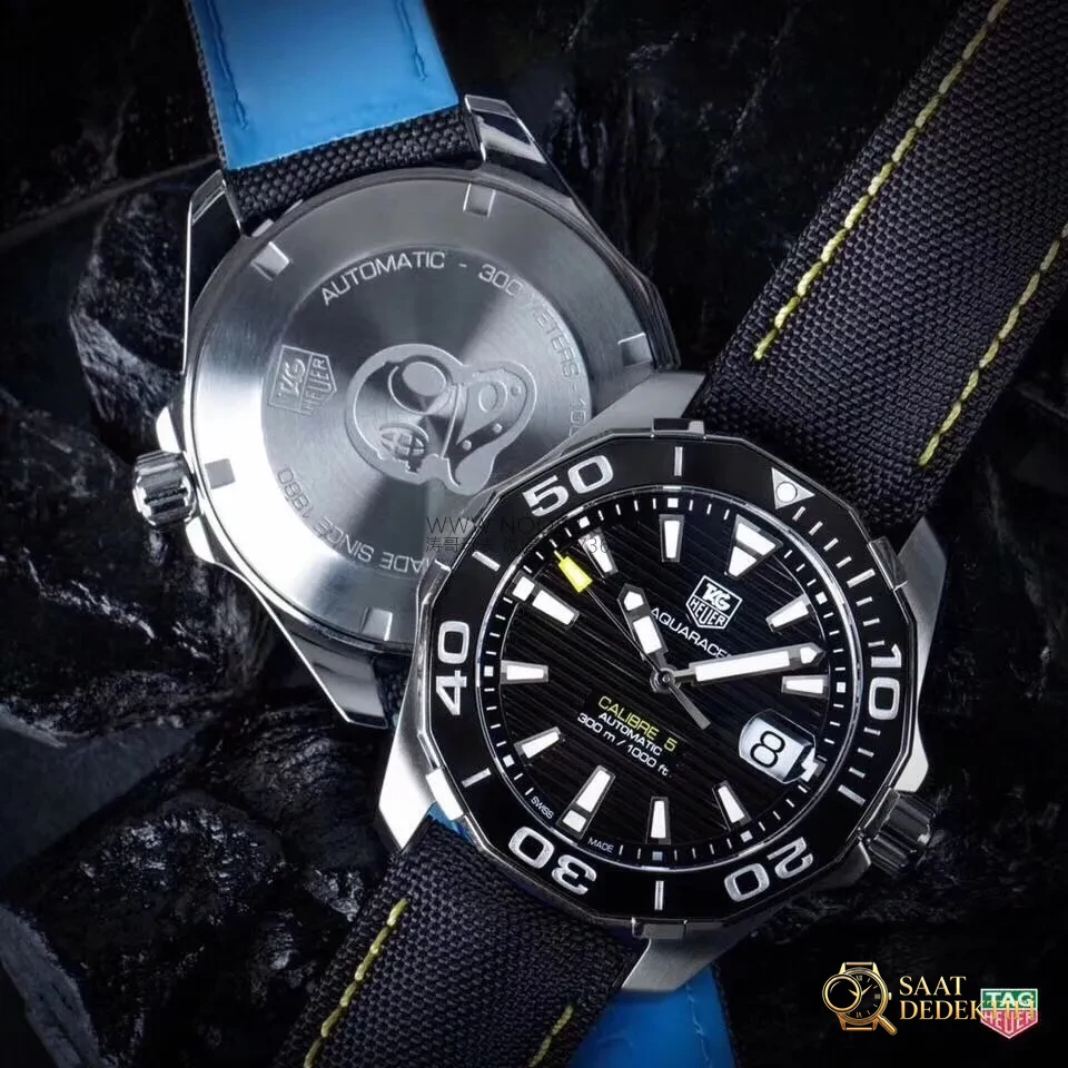 V6 Factory TAG Heuer Aquaracer 300 metre WAY201 replika saat detaylı incelemesi - Fosfor ve Super-LumiNova Gece Görünümü