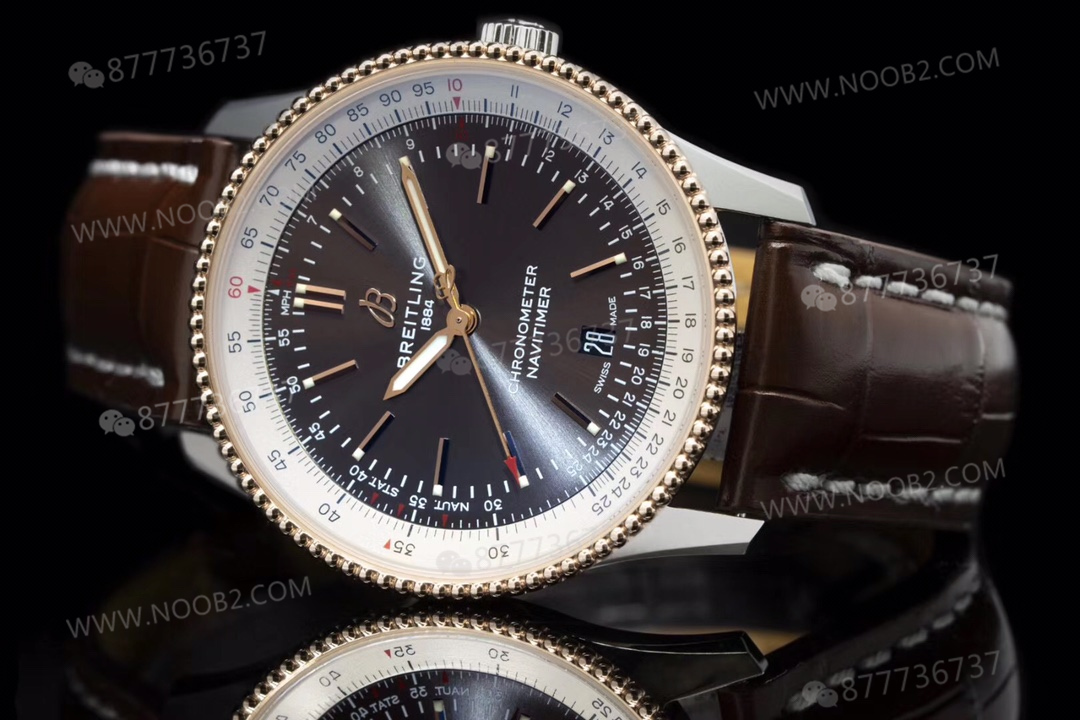 V7 Breitling Aviator 1 gri kadran altın bezel U17326211M1P1 — 7. fotoğraf