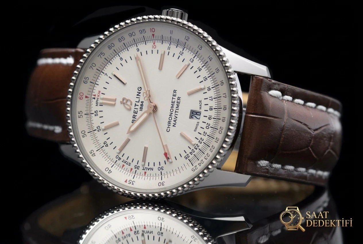 V7 Breitling Aviator 8 (Navitimer) 1 Beyaz Kadran A17326211G1P1 - Klips Kilidi ve Lazer Damgalar