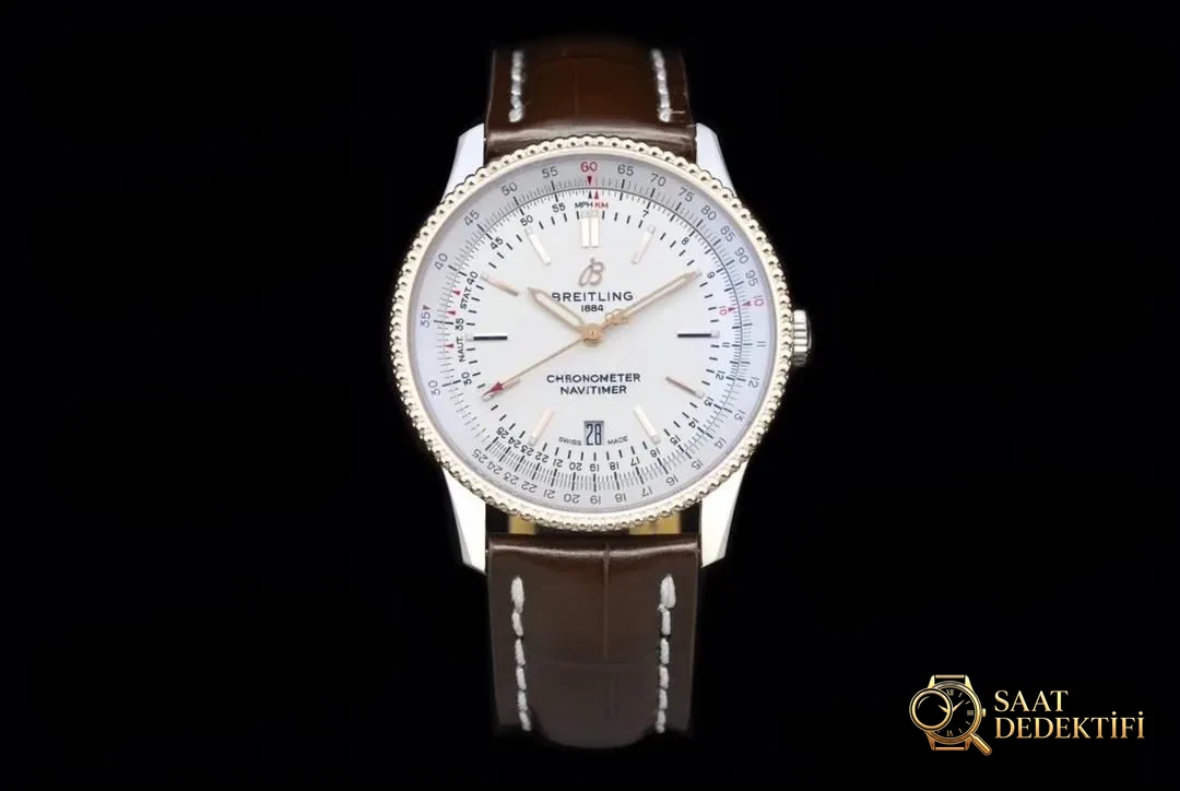 V7 Breitling Navitimer 1 Beyaz Kadran Altın Bezel U17326211G1P1 - Kadran Detayı ve Bezel İşçiliği