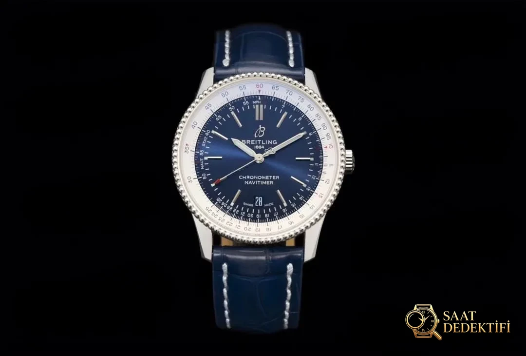 V7 Breitling Navitimer 1 Mavi Kadran A17326211C1P3 - Kadran Detayı ve Bezel İşçiliği