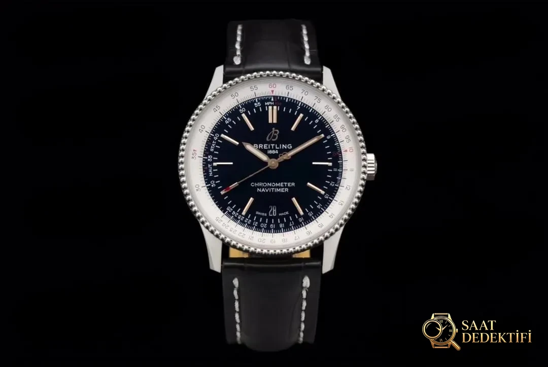 V7 Breitling Navitimer 1 Siyah Kadran A17326211B1P1 - Kadran Detayı ve Bezel İşçiliği