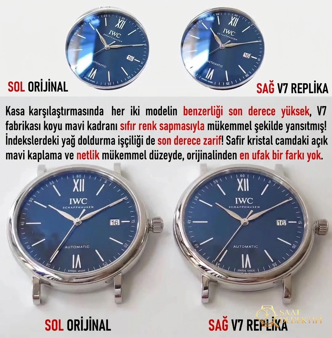 V7 Factory IWC Portofino 150. Yıl Orijinal İsviçre ETA2892 Mekanizmalı Replika Saat İncelemesi - Makro Kadran ve İndeks İşçiliği
