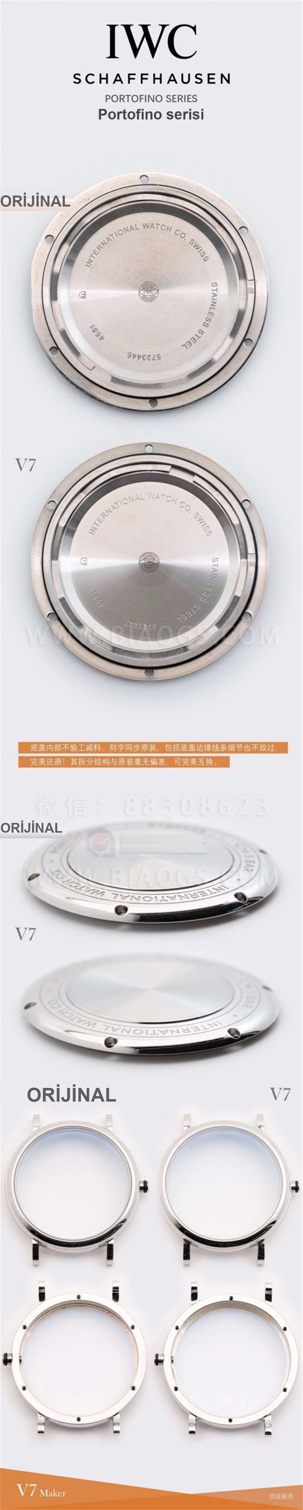 V7 Factory IWC Portofino 37 mm kadın kol saati orijinal karşılaştırma incelemesi — 6. fotoğraf