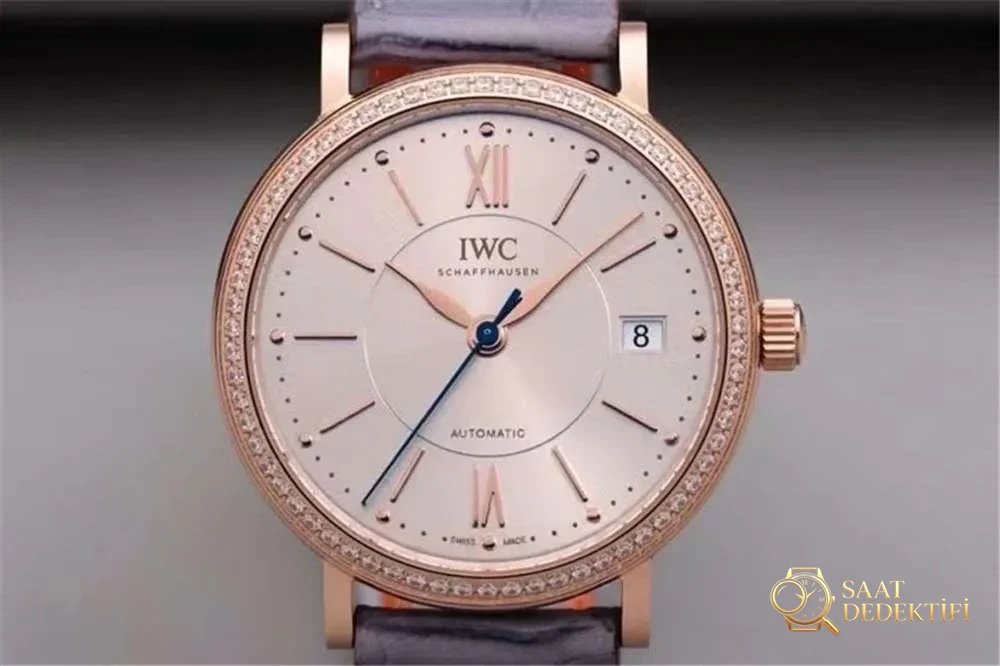 V7 Factory IWC Portofino 37 mm kadın kol saati orijinal karşılaştırma incelemesi - Mekanizma Zemberek ve Balans Detayı