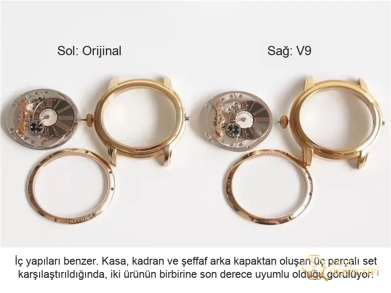V9 Factory Audemars Piguet Millenary 15350ST replika erkek saati gerçek-replika karşılaştırması ve incelemesi: Yeni sürümde neler geliştirildi? - Mekanizma Zemberek ve Balans Detayı
