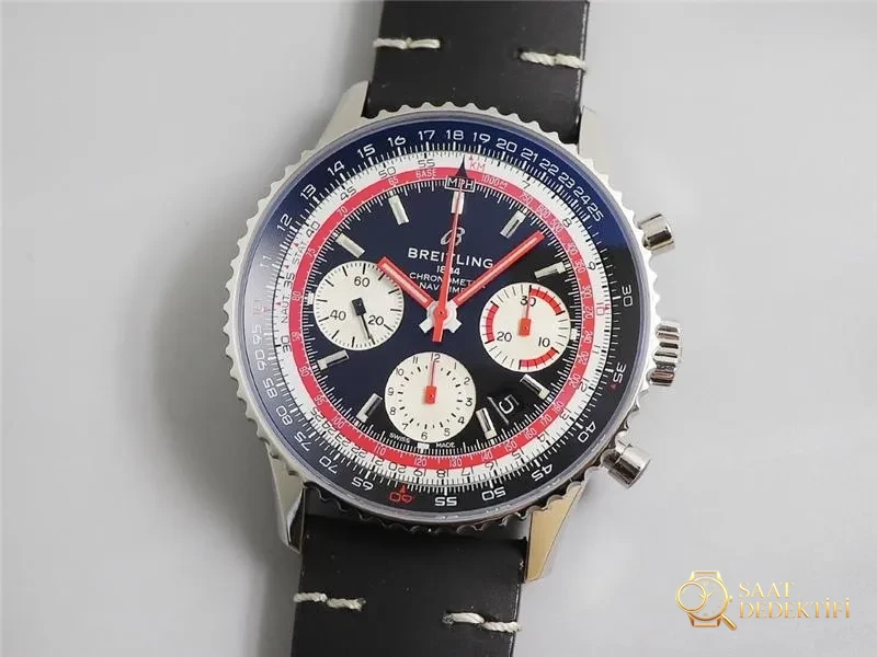 V9 Factory Breitling Aviator B01 siyah kadran Swissair - Arka Kapak ve Mekanizma Detayı