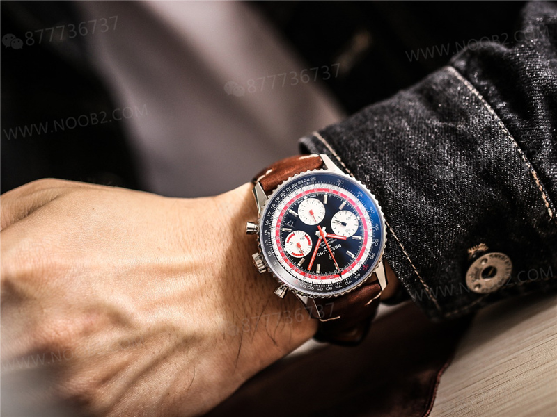 V9 Factory Breitling Aviator B01 siyah kadran Swissair — 18. fotoğraf