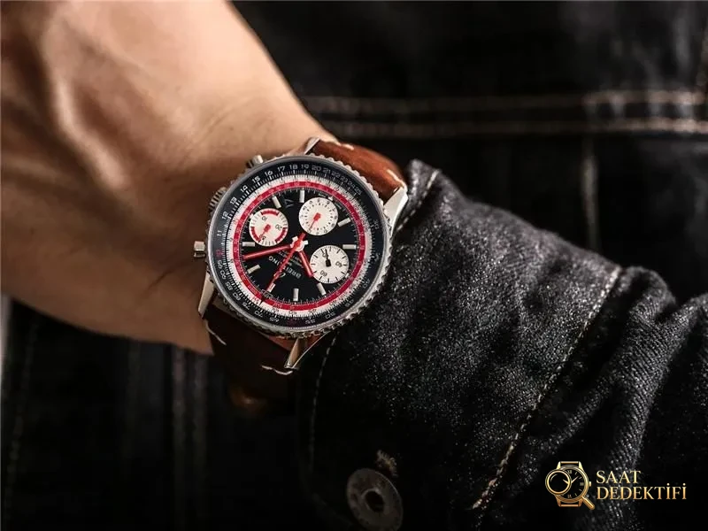 V9 Factory Breitling Aviator B01 siyah kadran Swissair - Kordon Dokusu ve Dikiş Detayları