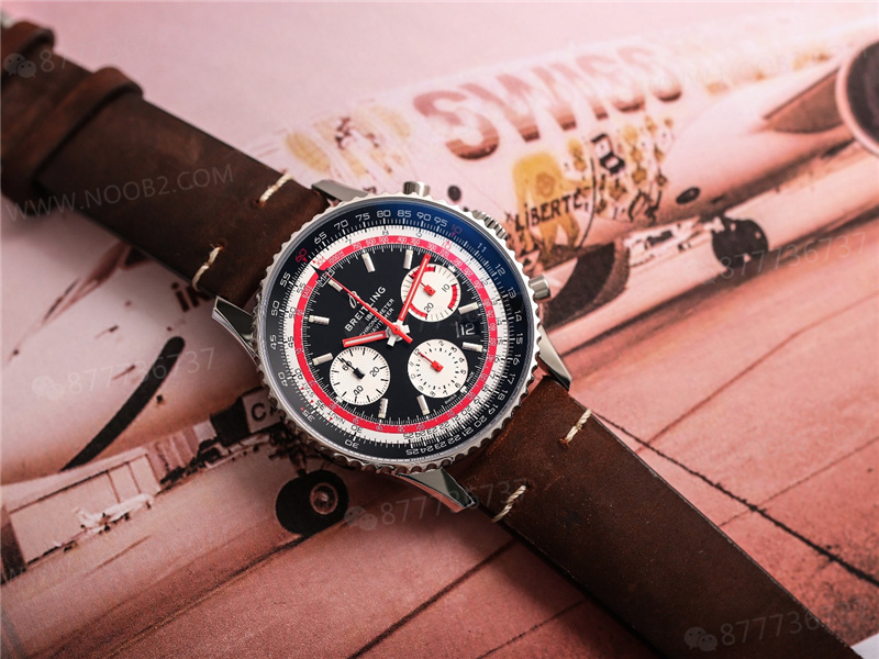 V9 Factory Breitling Aviator B01 siyah kadran Swissair — 23. fotoğraf