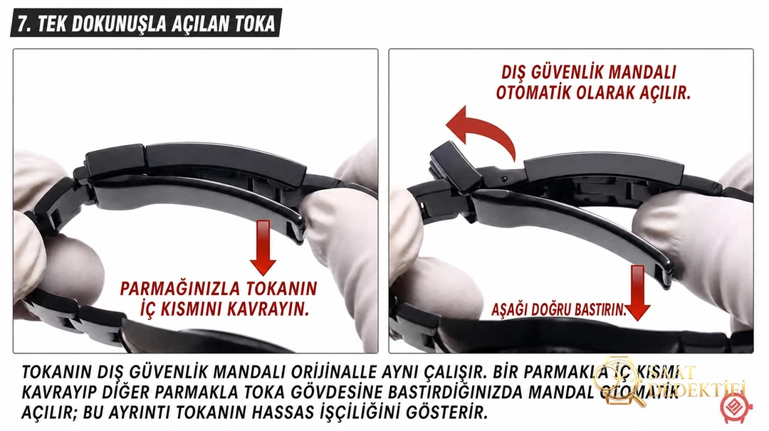 V9 Factory modifiyeli Rolex yeşil su hayaleti blacken saat: karartma etkisi nasıl? - Mekanizma Zemberek ve Balans Detayı